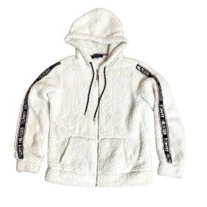 Tommy Hilfiger Women's White Sherpa Fleece Zip Hoodie Jacket Size S